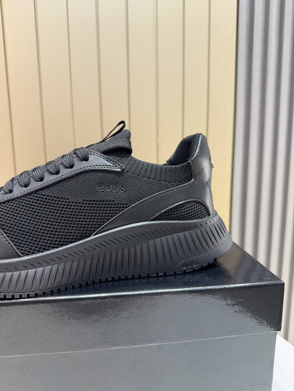 BOSS Black Mesh Running Shoes