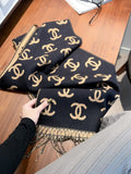 Chanel Interlocking Motif Fringed Scarf