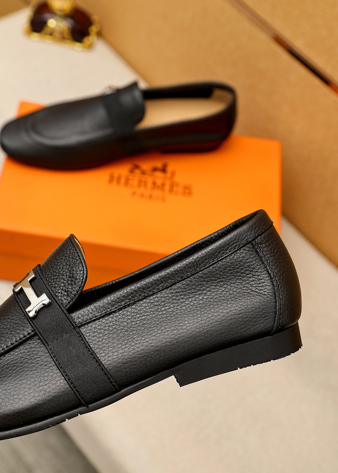 Hermès Black H-Hardware Loafers - Low-Profile Sole
