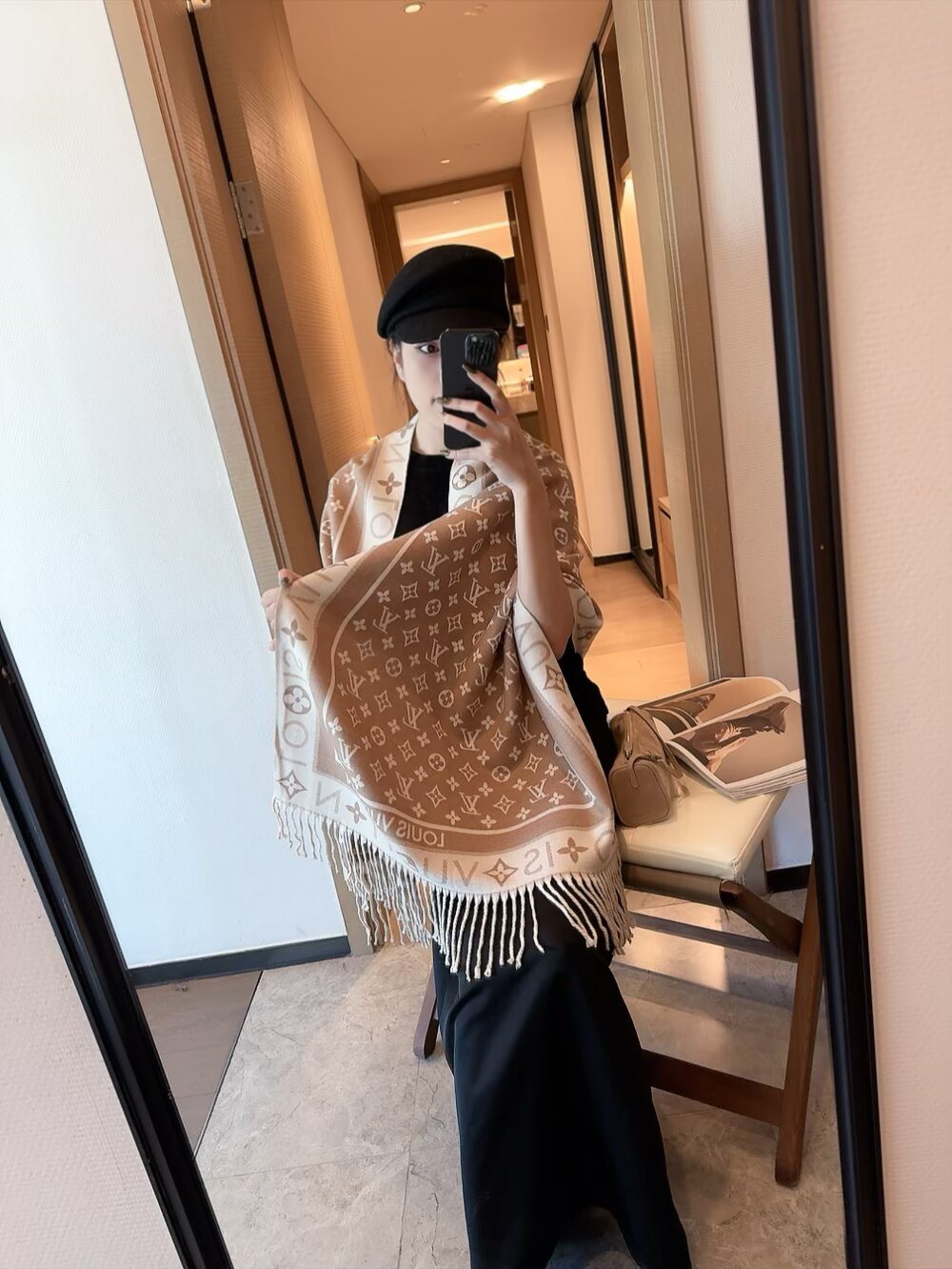 Louis Vuitton Monogram Fringe Scarf