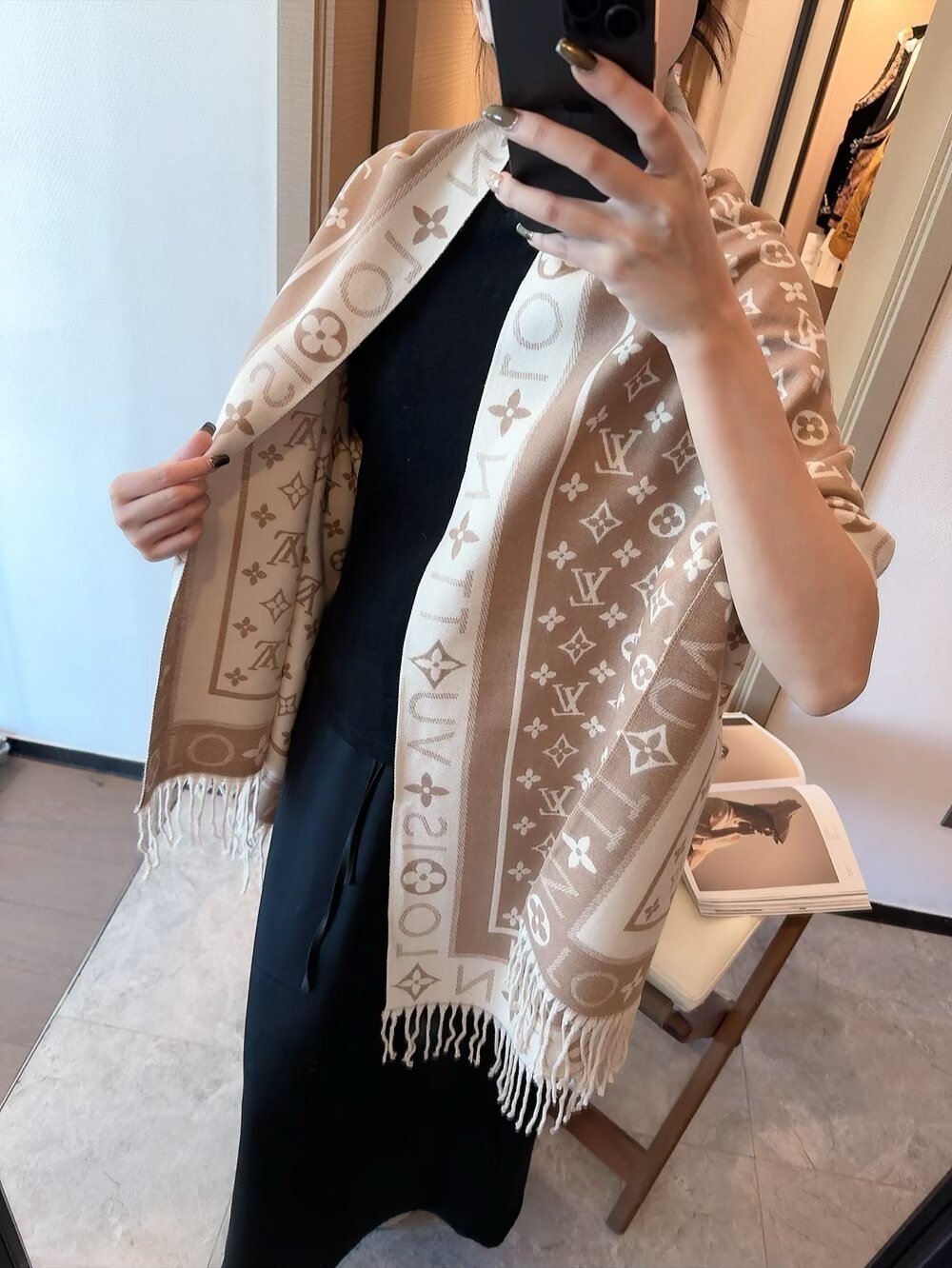 Louis Vuitton Monogram Fringe Scarf