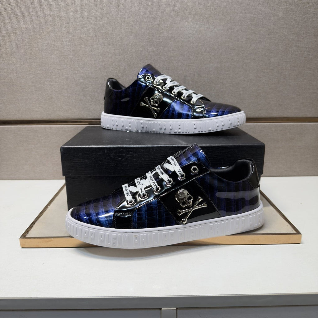 Philipp Plein Men's Plaid Low-Top Sneakers