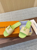 Louis Vuitton Textured Logo Slide Sandals