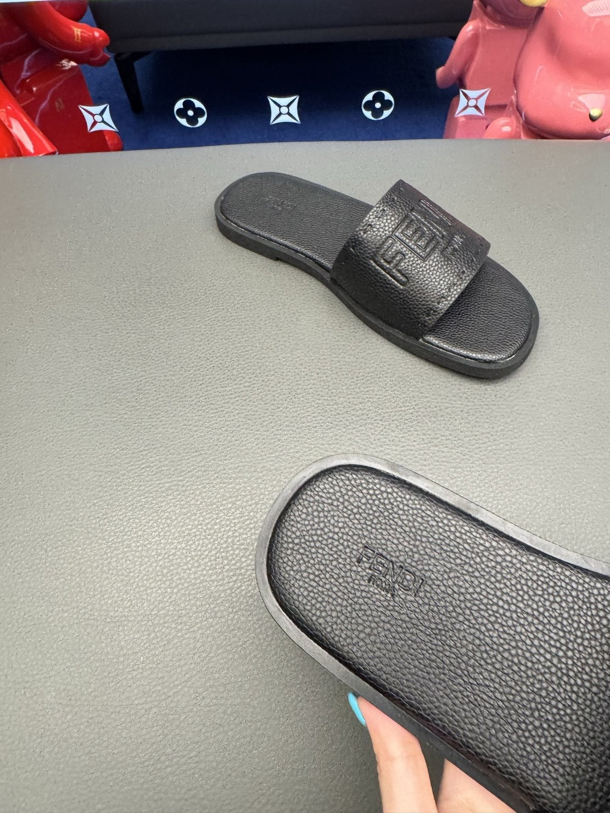 Fendi Embossed Logo Slide Sandals