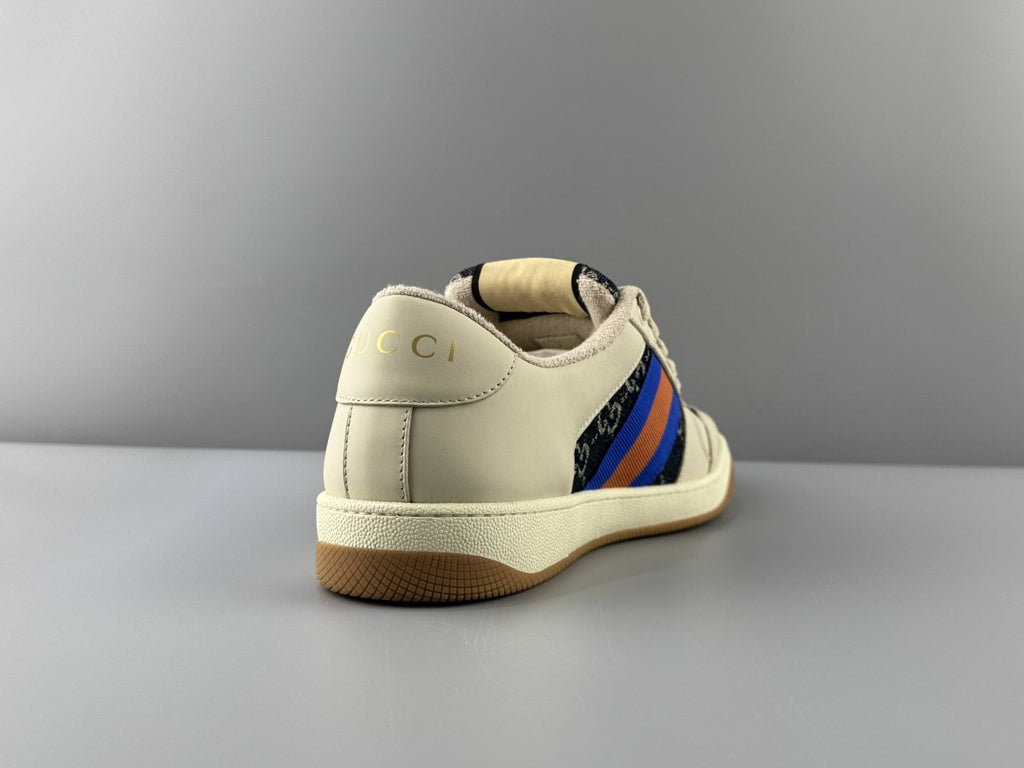 Gucci Cream Stripe Low-Top Sneakers