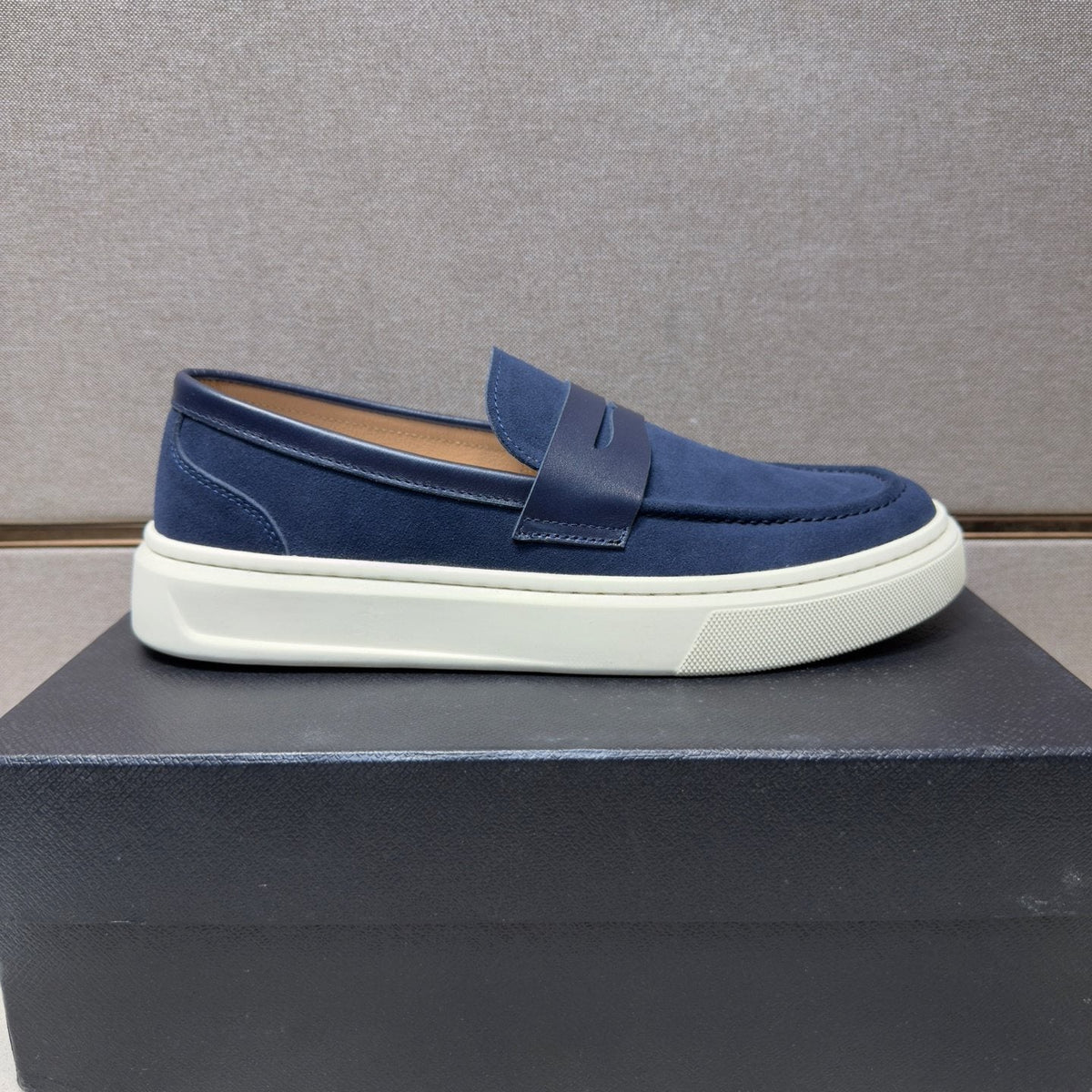 Prada Men's Penny Loafers with White Soles