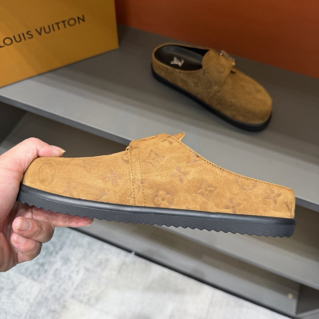 Louis Vuitton Monogram Buckle Slide Sandals
