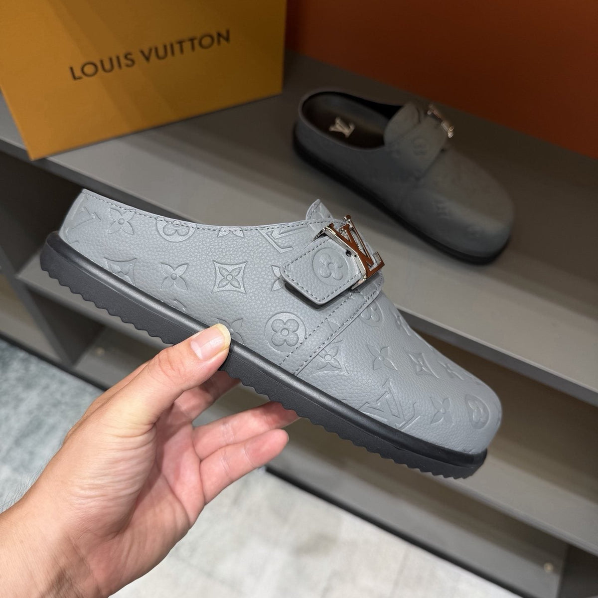 Louis Vuitton Monogram Buckle Slide Sandals