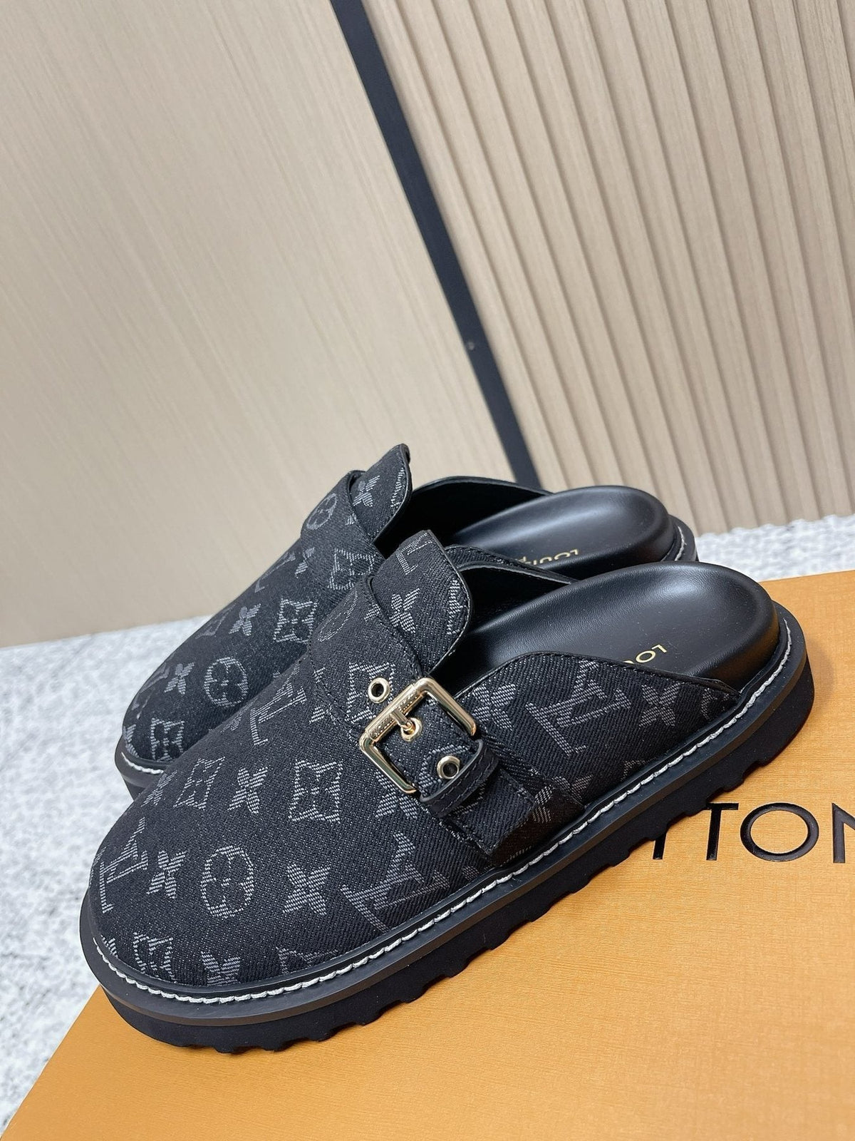 Louis Vuitton Monogram Buckle Clog Sandals