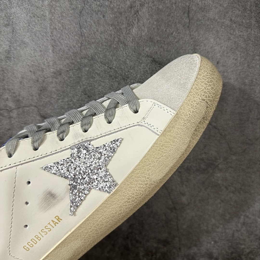 Golden Goose Silver Glitter Star Open-Back Sneakers
