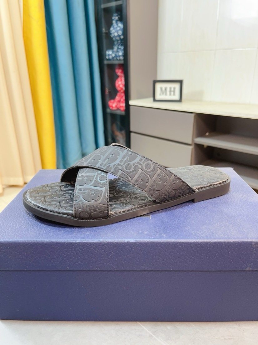 Dior Men's Cross-Strap Slide Sandals