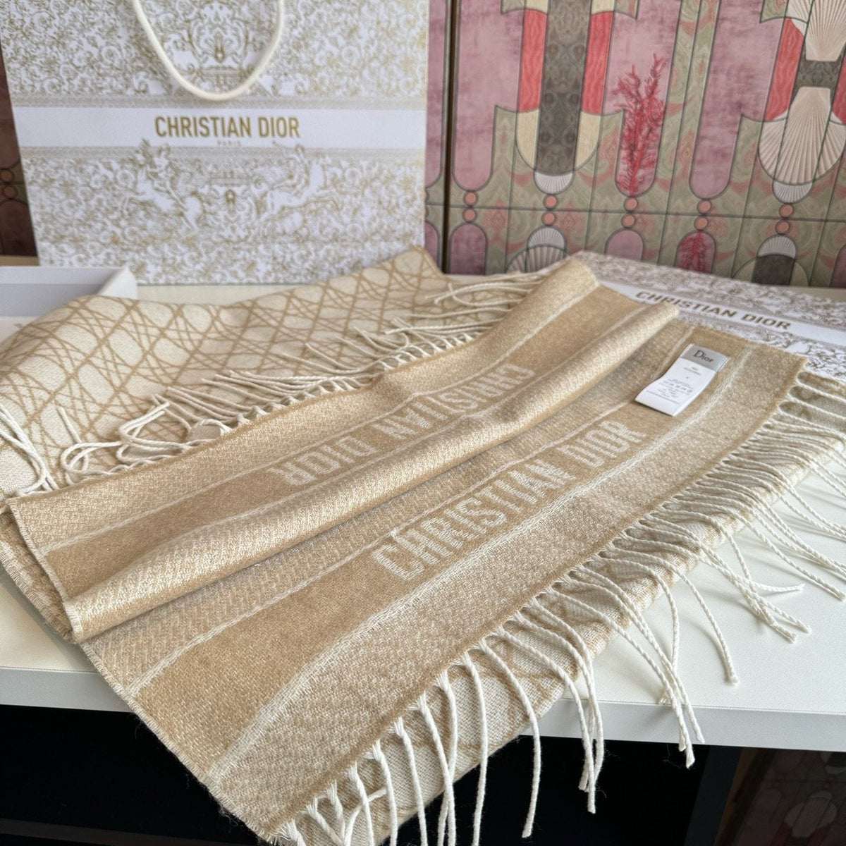 Dior Geometric Fringed Scarf