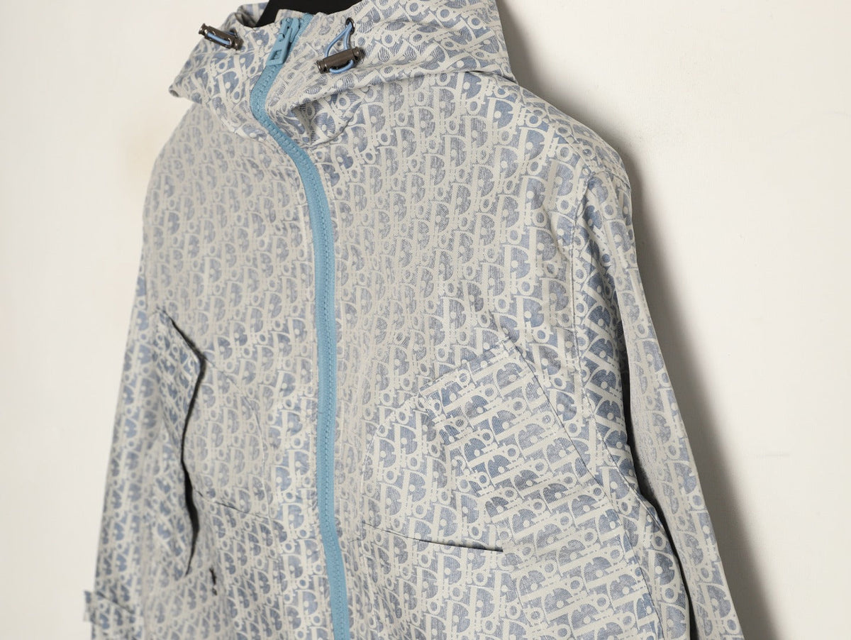 Dior Bee Oblique Logo Hooded Zip Jacket - Grey