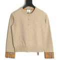 Burberry Check-Cuff Button-Front Cardigan - Beige